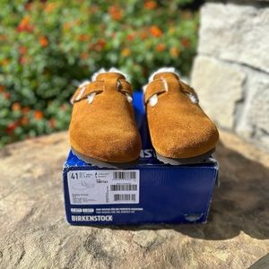 BIRKENSTOCK Boston Shearling Suede Leather mink color women’s size 10 narrow fit